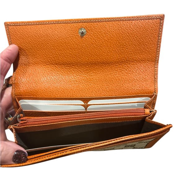 EUC GUCCI CANVAS LONG WALLET with unbranded crossbody chain - Picture 4 of 11